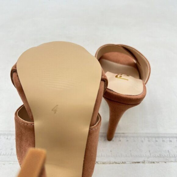 FSJ Women Chic Open Toe Platform Chunky High Heel Mules Sandals Nude Shoes - Picture 6 of 8